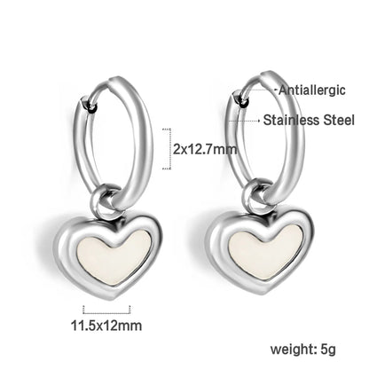 🍒 Stainless Steel Hoop Earrings enamel love heart Women Oil Drip jewelry Blue Black Red dangle drop earrings Always Love Drops