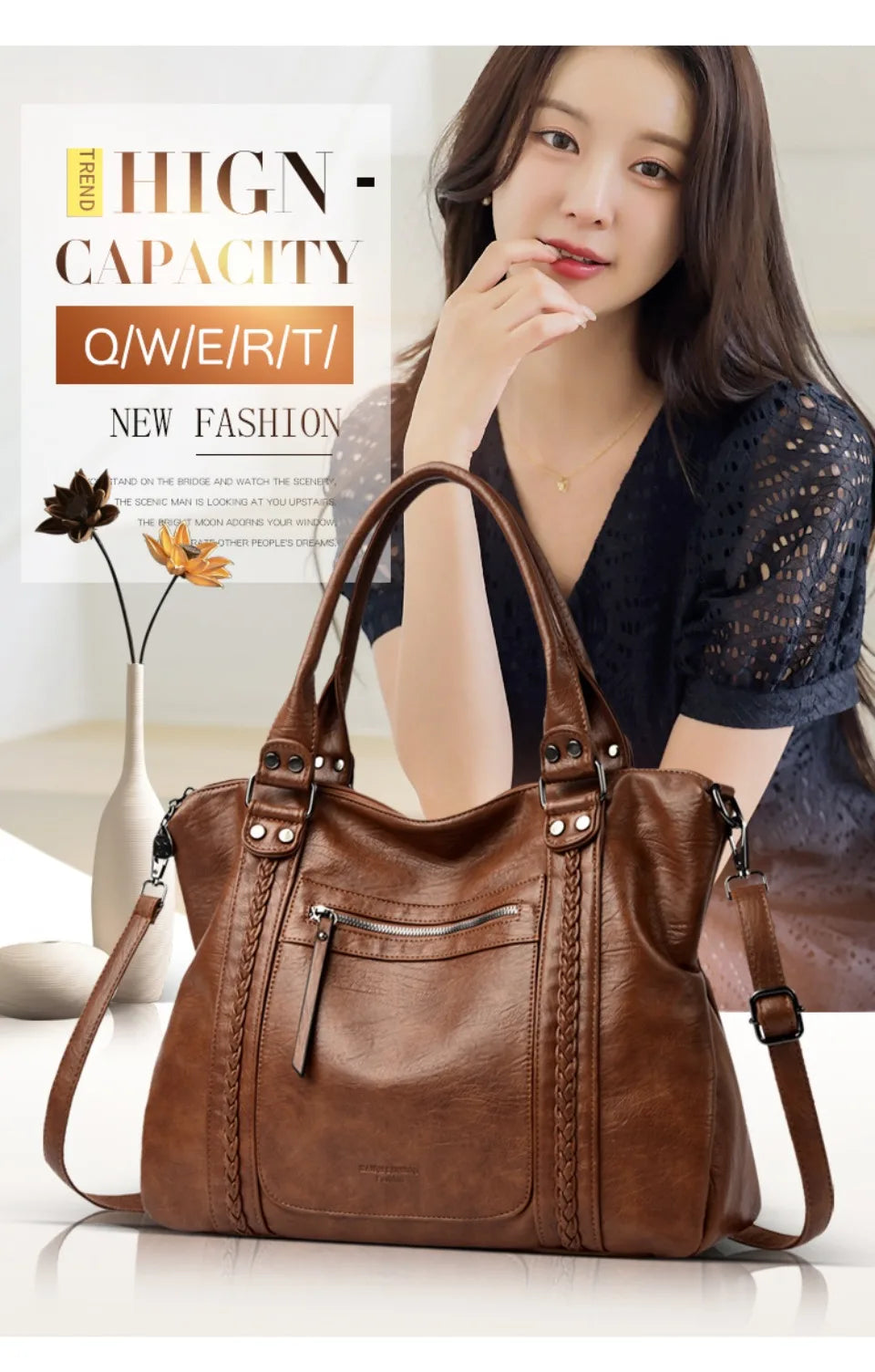 🍒Soft faux leather shoulder crossbody bags for women hot luxury handbag Designer casual tote office work bag Clever Faux Leather
