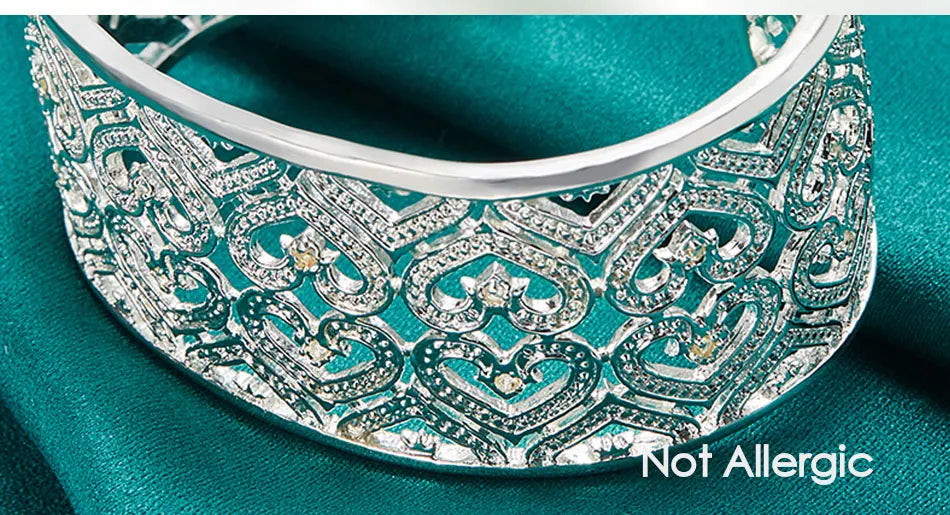 🍒925 Sterling silver bangle big 28mm heart bracelet silver woman's jewellery wedding engagement fashion party wear jewellery Wear Your Heart On Your Sleeve