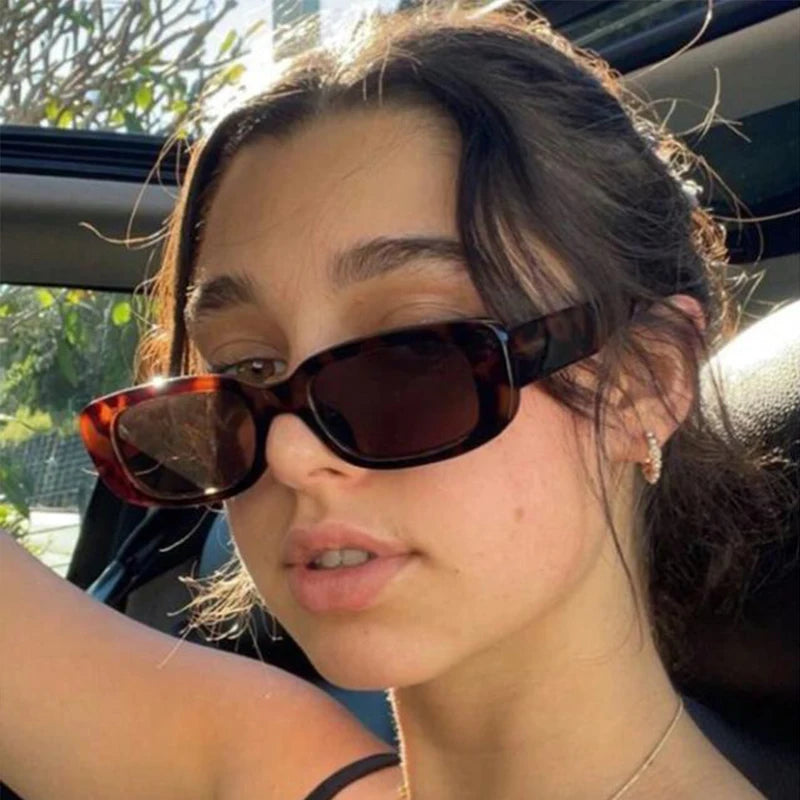 🍒Rectangle sunglasses fashion popular sun glasses for women unisex square shades white Summer traveling shades eyewear uv400 protection Shade In The Cool