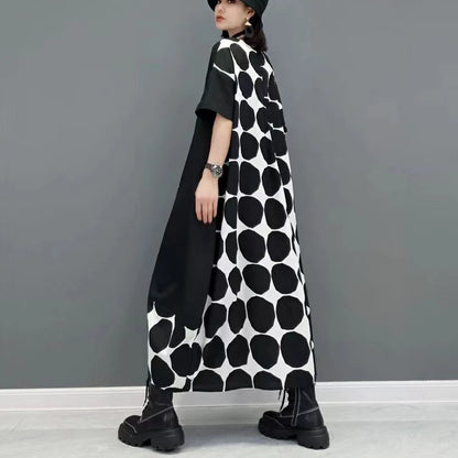 🍒Polka dot fashion summer clothing plus size for woman pullover dress a-line loose fit chic casual wear Spot the Spots