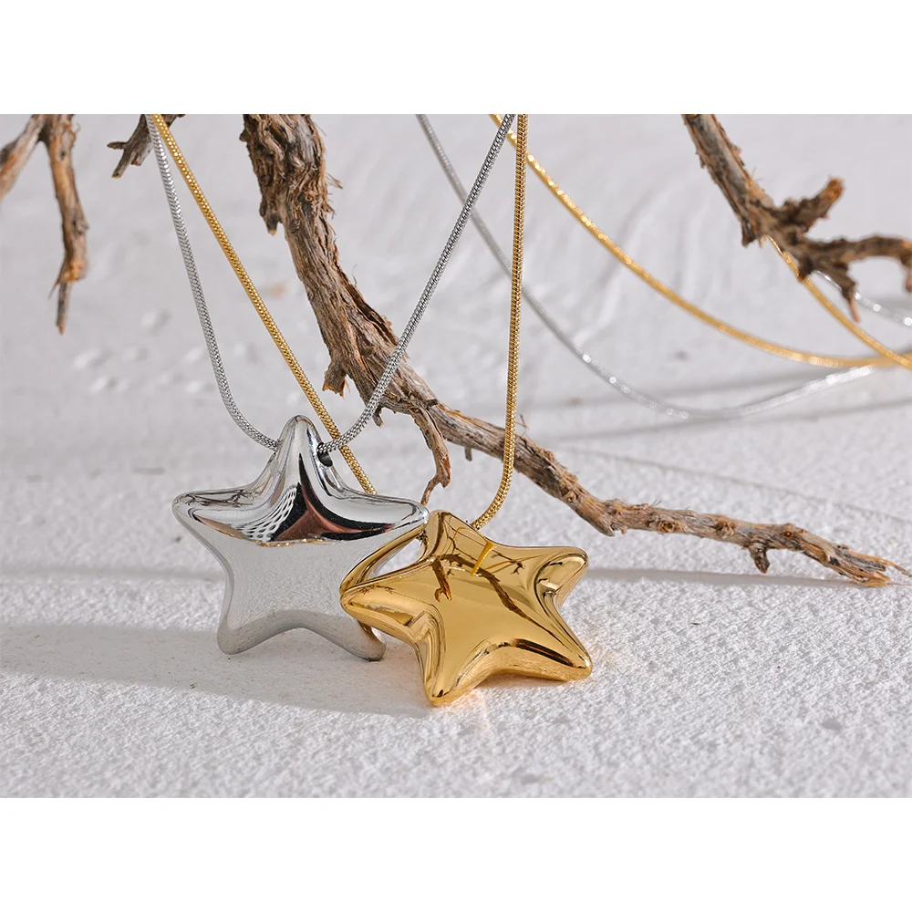 🍒Stainless steel star pendant necklace waterproof pvd 18K plated jewelly steel fashion Jewellery attractive accessories for women Get This Star Its A Steel