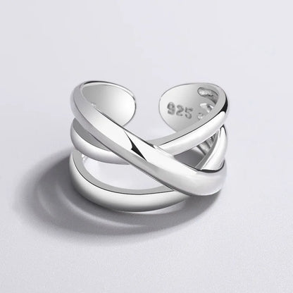 🍒925 Sterling silver rings for women geometric fine jewellery finger adjustable rings Interware cubic zirconia accessorize trendy jewellery for women birthday gifts