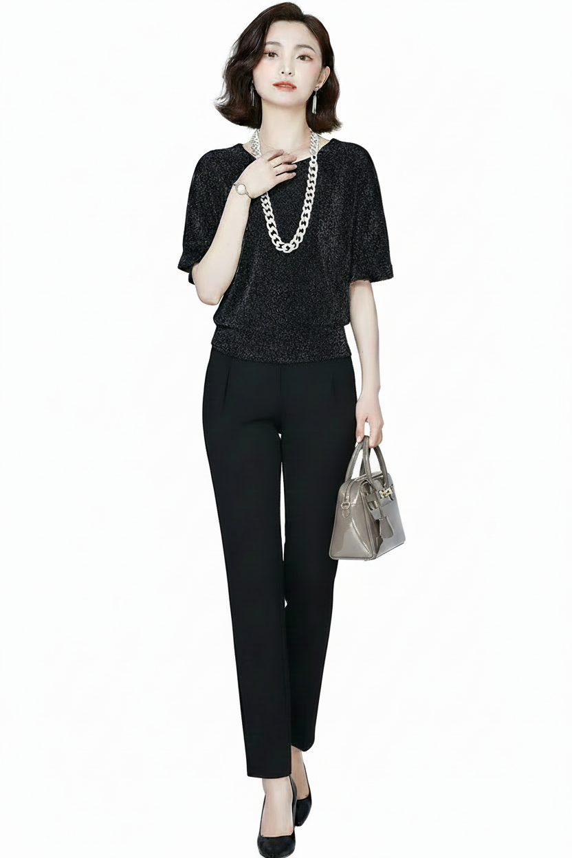 🍒Short sleeve womens blouses o-neck shirt smart casual women leopard print party top with elasticated waist office shirts Simple Vintage style clothing Simple Style Statement