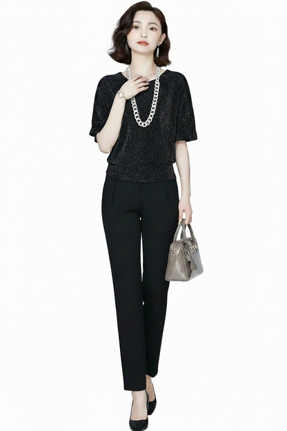 🍒Short sleeve womens blouses o-neck shirt smart casual women leopard print party top with elasticated waist office shirts Simple Vintage style clothing Simple Style Statement
