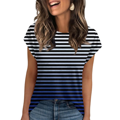 🍒Womens summer tops crop striped workout tee cap sleeve t-shirt to wear under jacket fashion trendy clothes