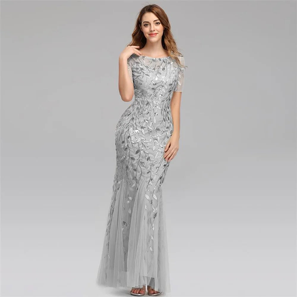 🍒Sequin maxi cocktail dress long bridesmaid prom outfit for special occasion party club bodycon vintage style clothing You'll Fish This Mermaid Out Time &Time