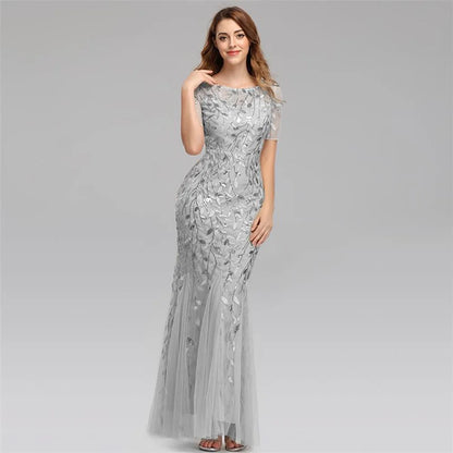🍒Sequin maxi cocktail dress long bridesmaid prom outfit for special occasion party club bodycon vintage style clothing You'll Fish This Mermaid Out Time &Time