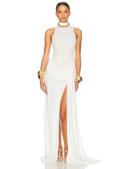 🍒Turtleneck sleeveless maxi dress waist high slit thigh slit outfit elegante for women fashion wear club party wear Dont Be A TURTLE About This NECK Turner