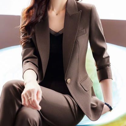 🍒Women's  professional fashion suit matching set elegant casual elegant blazers for women two piece jacket and pants set female fashion clothing Try This Choclate Selection