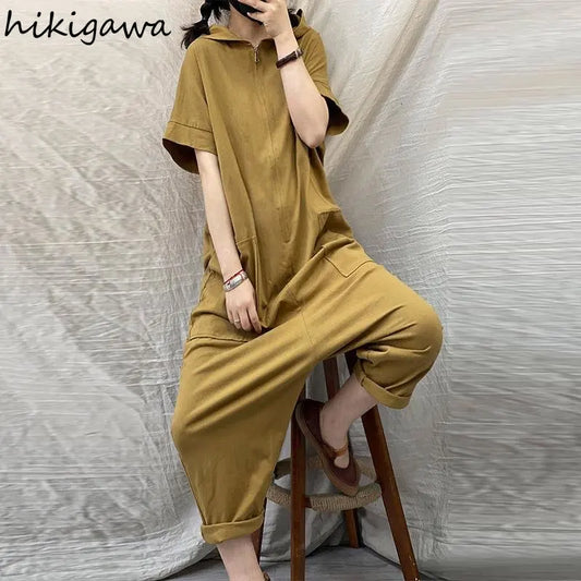 🍒Jumpsuit for women casual playsuit cargo pants zipper bodysuit summer long romper Y2k Clothes Be A Bear