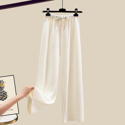 🍒Two piece set suit chic knit t-shirt with love heart top women  and casual wide leg pants sets elegant casual clothing home wear clothes  Love This Set