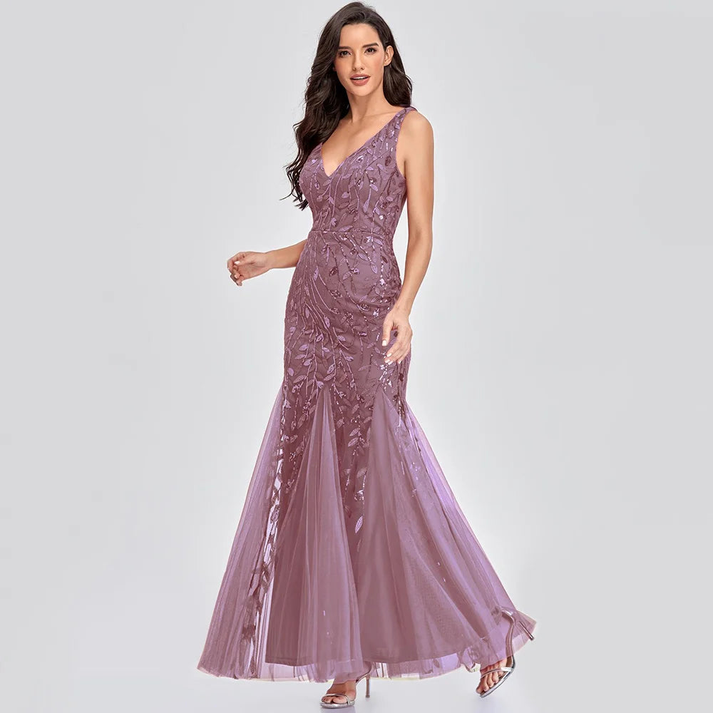 🍒Sequin maxi cocktail dress long bridesmaid prom outfit for special occasion party club bodycon vintage style clothing You'll Fish This Mermaid Out Time &Time