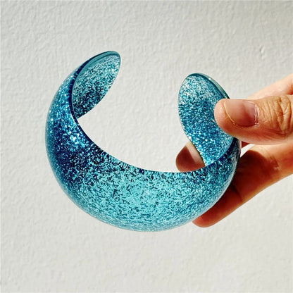 🍒Black and white striped wide bangle thick resin C shape open cuff bangle for women suitable holiday costume jewellery