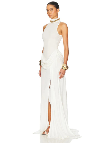 🍒Turtleneck sleeveless maxi dress waist high slit thigh slit outfit elegante for women fashion wear club party wear Dont Be A TURTLE About This NECK Turner