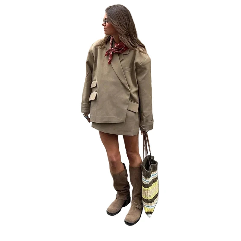 🍒Loose Jacket for women gray Asymmetric blazer with lapels long sleeve split Jackets female designer style clothing fashion chic outwear    Always Be In Line For An Asymmetric