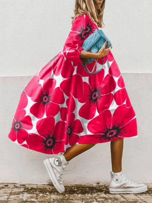 🍒Dresses for women loose colour printed fashion smart casual clothing party vacation womens bohemian beach dress