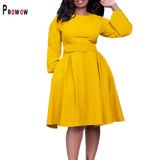 🍒Slim fit a-line dress plain colour womens long sleeve work dress with belt elegant outfits colourful smart casual clothes Pick A Fruit