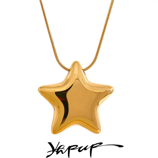 🍒Stainless steel star pendant necklace waterproof pvd 18K plated jewelly steel fashion Jewellery attractive accessories for women Get This Star Its A Steel