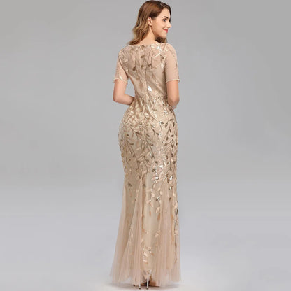 🍒Sequin maxi cocktail dress long bridesmaid prom outfit for special occasion party club bodycon vintage style clothing You'll Fish This Mermaid Out Time &Time