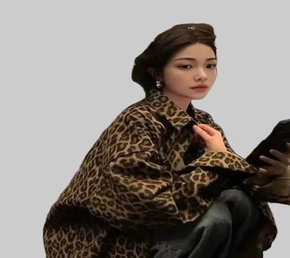 🍒Animal print shirt jacket womens loose leopard print outerwear for spring clothing loose lazy smart casual female fashion office commuting wear SAFAR as I CAN SEE this ANIMAL’S cool