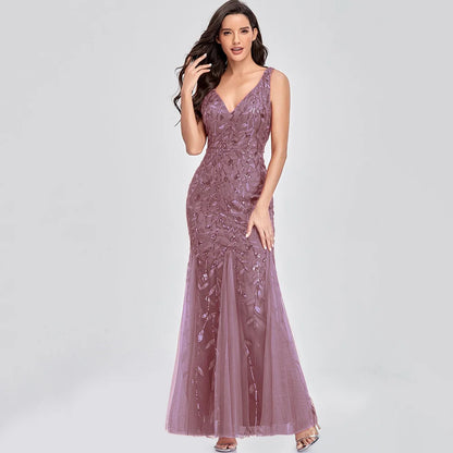 🍒Sequin maxi cocktail dress long bridesmaid prom outfit for special occasion party club bodycon vintage style clothing You'll Fish This Mermaid Out Time &Time