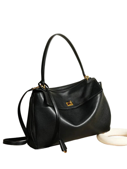 🍒Large capacity leather bag with lock for women's tote with advanced locking fashion high sensibility underarm bag that fits laptop smart casual accessory  Lock On To High Quality