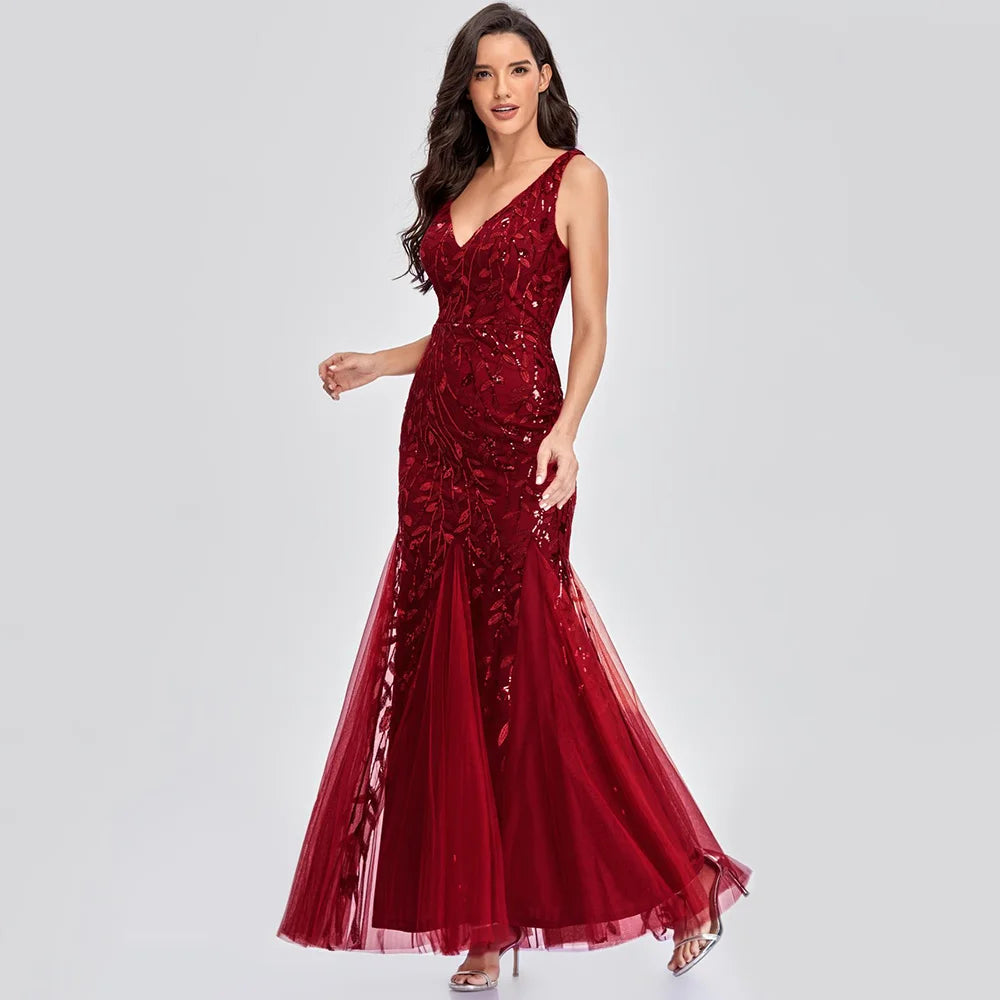🍒Sequin maxi cocktail dress long bridesmaid prom outfit for special occasion party club bodycon vintage style clothing You'll Fish This Mermaid Out Time &Time