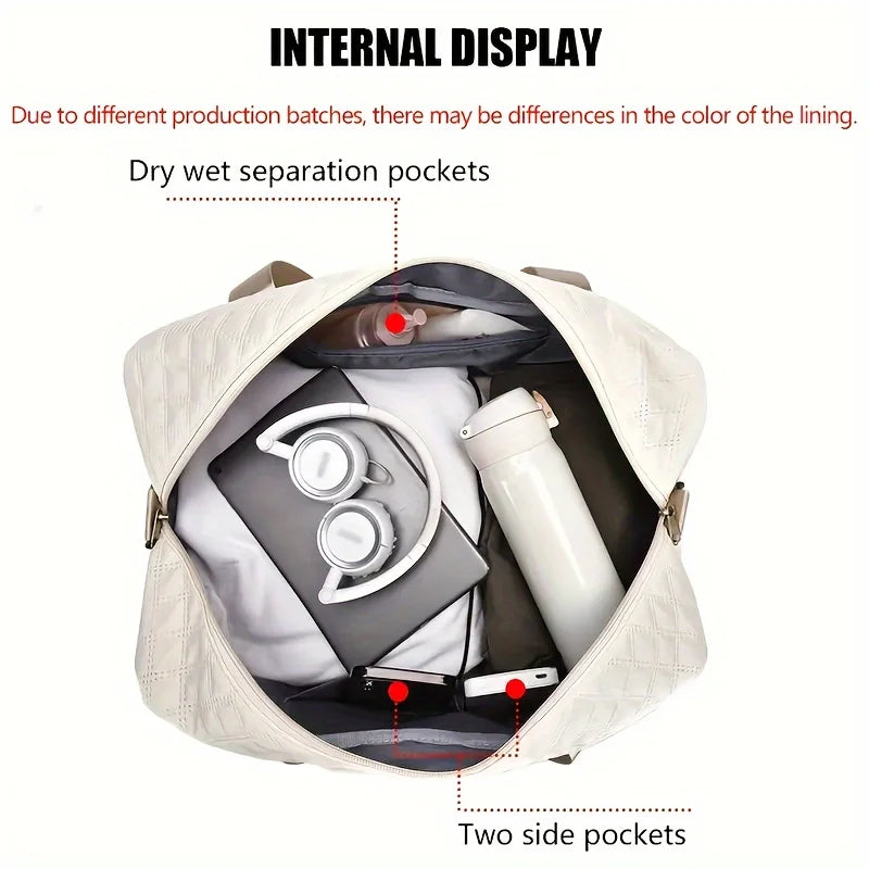🍒Luxury duffel bag for women large capacity handbag shoulder & crossbody tote bag with compartments dry wet separation dual side pockets for travel gym etc.   Step Up To Quality In Your Gym Bag Tote