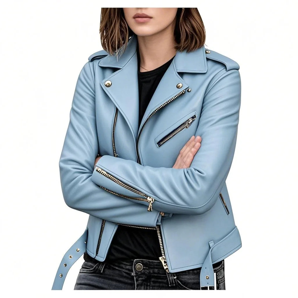 🍒Faux leather moto Jackets spring autumn fashion zip up outerwear smart casual biker jacket plus size outdoor clothes Get On The Moto Bike