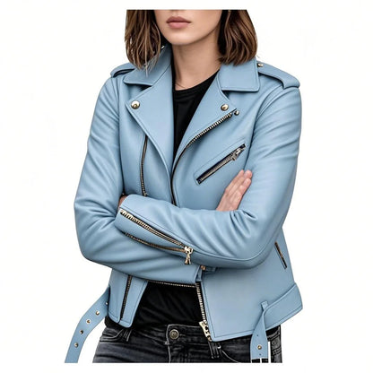 🍒Faux leather moto Jackets spring autumn fashion zip up outerwear smart casual biker jacket plus size outdoor clothes Get On The Moto Bike