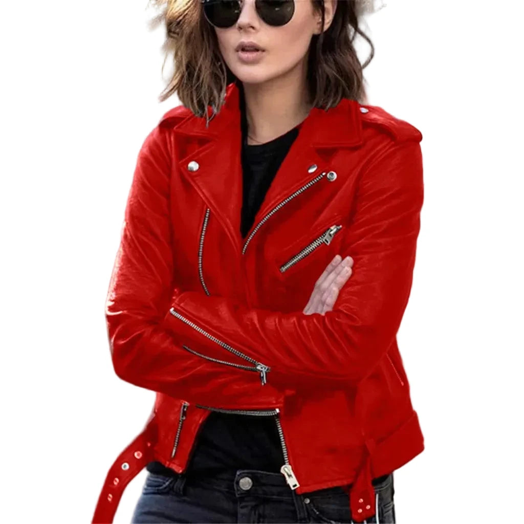 🍒Faux leather moto Jackets spring autumn fashion zip up outerwear smart casual biker jacket plus size outdoor clothes Get On The Moto Bike