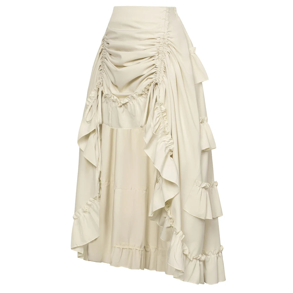 🍒Women vintage renaissance skirt ruffle elastic waist irregular fashion midi outfit occasion party wear Turn Around Your wardrobe with renaissance Style