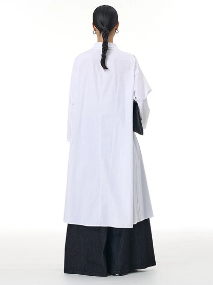 🍒Dot shirt black and white elegant plus size midi dress spring autumn fashion long sleeve fashion smart casual wear women Spot On Shirt