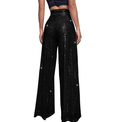 🍒High waist sequin flare pants sparkle loose casual wide leg trousers bell bottom trousers glitter clubwear party wear  Alls Flare In Glitz And Glam