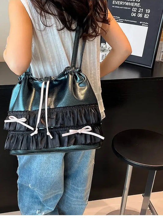 🍒Large capacity shoulder bag with bows versatile sweet girl fashion tote bag for women ballet style crossbody bag bow casual accessories