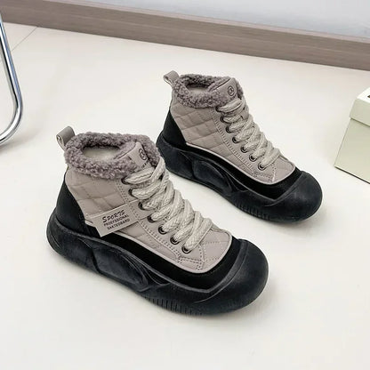 🍒Plush boots thickened sole snow boots comfortable wear-resistant warm thick-soled shoes for ladies trendy lace up shoes casual walking footwear for women Buy Into Bootie Beauties