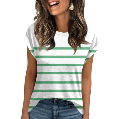 🍒Womens summer tops crop striped workout tee cap sleeve t-shirt to wear under jacket fashion trendy clothes