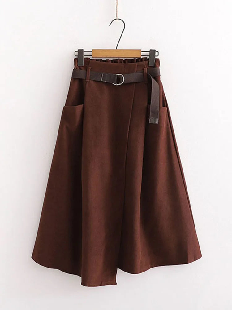 🍒Casual skirts high waisted solid smart casual womens irregular fashion with pockets midi simple elegant a-line Every Day Irregular