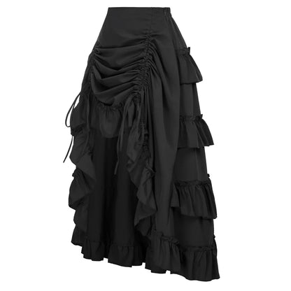 🍒Women vintage renaissance skirt ruffle elastic waist irregular fashion midi outfit occasion party wear Turn Around Your wardrobe with renaissance Style