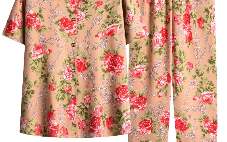 🍒Pants and t-shirt pyjamas set cotton short pants and t-shirt loungewear top and trousers home wear clothing Sleepwear for women 2 piece sleep set TOP up your PANTS and TEE and you will be SET