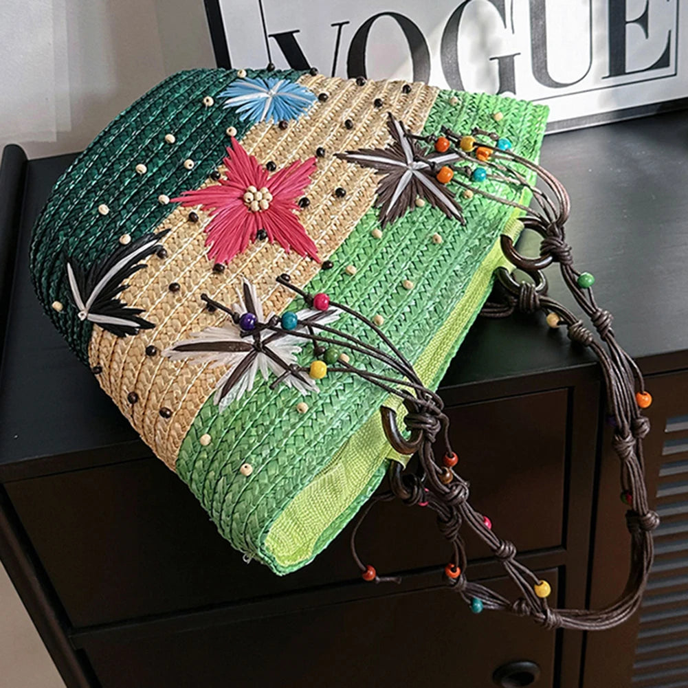 🍒Starfish wicker bag hand-embroidered beaded bohemian straw straw bag summer fashion beach bag casual seaside beach party accessories