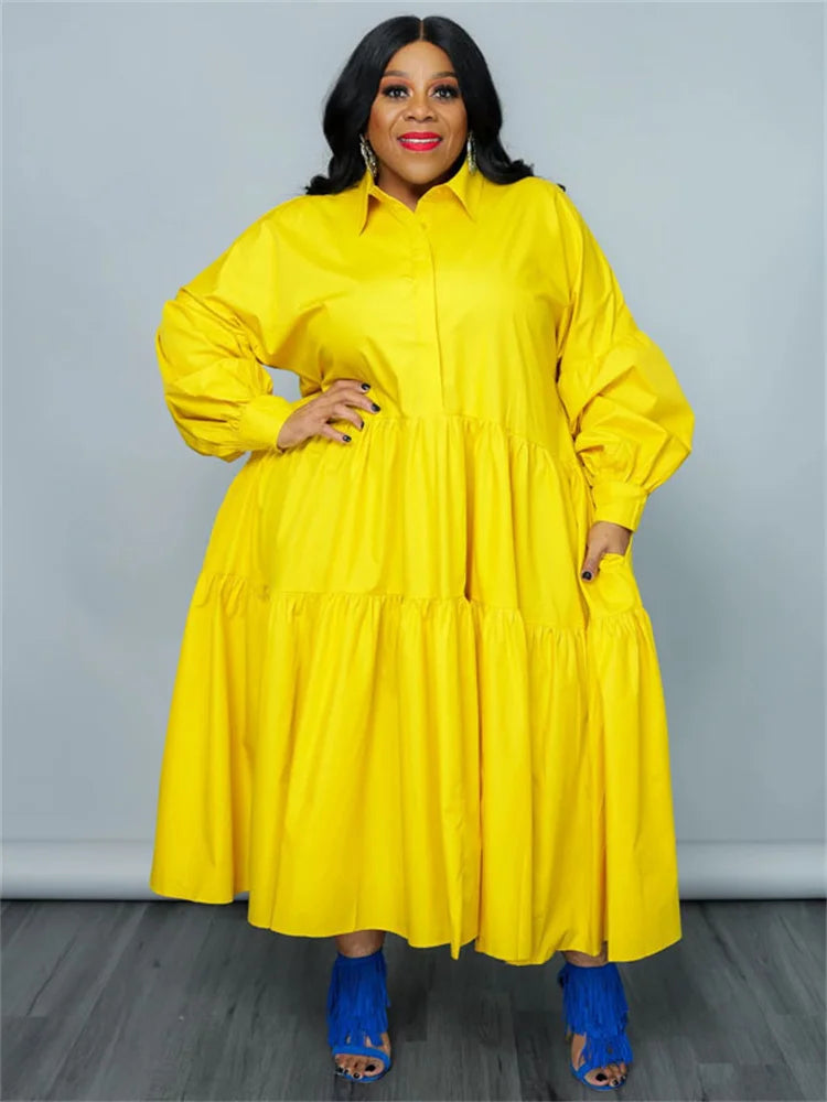🍒Plus Size shirt dresses for women with sleeves smart casual clothing women loose outfit big maxi swing dress colourful casual clothing female fashion Cheerful Tier full