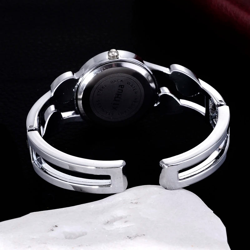 🍒Womens heart watch Design quartz fashion bangle silver classic crystal Stainless Steel colour face wristwatch smart casual jewellery   Watch This Bang For Your Buck