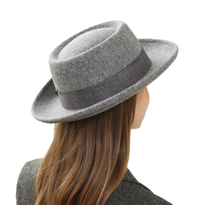 🍒Women's fall and winter hat wool felt fedora with side bow classic italian style hat rolled brim flat top fashion headwear  FED Up with DORA stealing your HATS get this and hide in your cool closet