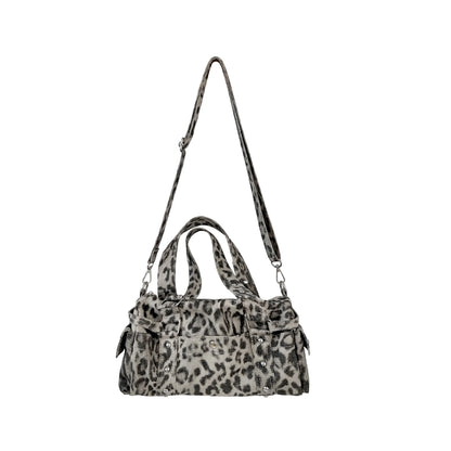 🍒Vintage leopard handbag rivet bag motorcycle barrel shaped crossbody bag boston casual female shoulder fashion totes  Jump On This Animal Its Barrels Of Fun