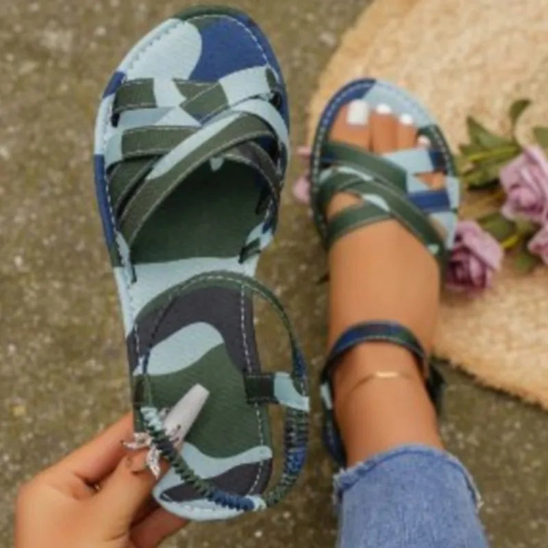 🍒Summer sandals for women casual sliders open shoes flats footwear buckle sandals Tick These Cross Sandals