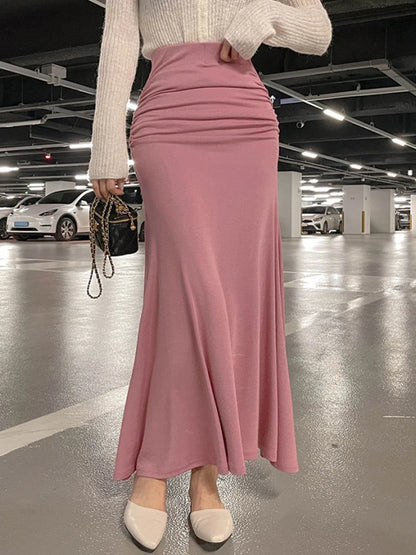 🍒Satin skirt for women high waist a- line elegant summer outfiit  occasion maxi fashion Feel Sure in Your Shirring