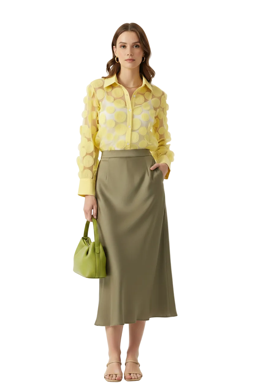 🍒Elegant french blouse 3D foral semi sheer mesh shirt top women lantern sleeve blouses summer Pick A Peach Or Two