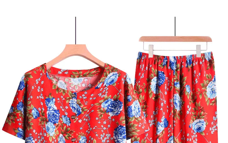 🍒Pants and t-shirt pyjamas set cotton short pants and t-shirt loungewear top and trousers home wear clothing Sleepwear for women 2 piece sleep set TOP up your PANTS and TEE and you will be SET